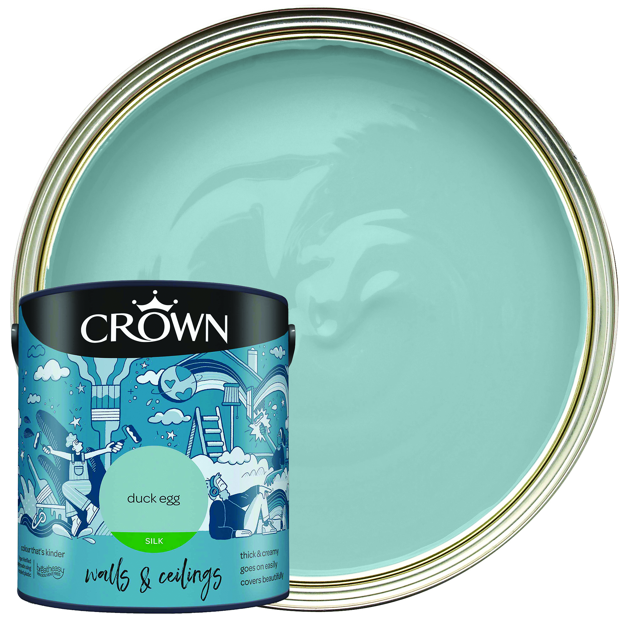 Crown Silk Emulsion Paint - Duck Egg - 2.5L