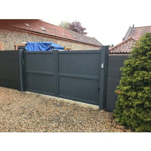 Readymade Anthracite Grey Aluminium Diagonal Double Swing Gate - 3750mm Width