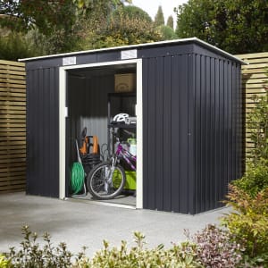 Rowlinson Trentvale Dark Grey Metal Pent Shed without Floor - 8 x 4ft