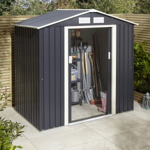 Rowlinson Trentvale Dark Grey Metal Apex Shed without Floor - 6 x 4ft