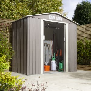 Rowlinson Trentvale Light Grey Metal Apex Shed without Floor - 6 x 4ft