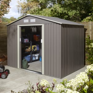 Rowlinson Trentvale Light Grey Metal Apex Shed without Floor - 8 x 6ft