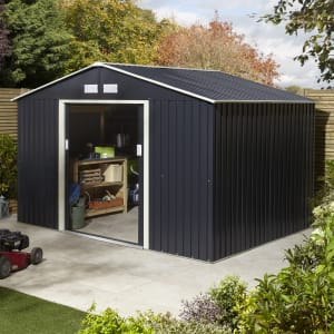 Rowlinson Trentvale Dark Grey Metal Apex Shed without Floor - 10 x 8ft
