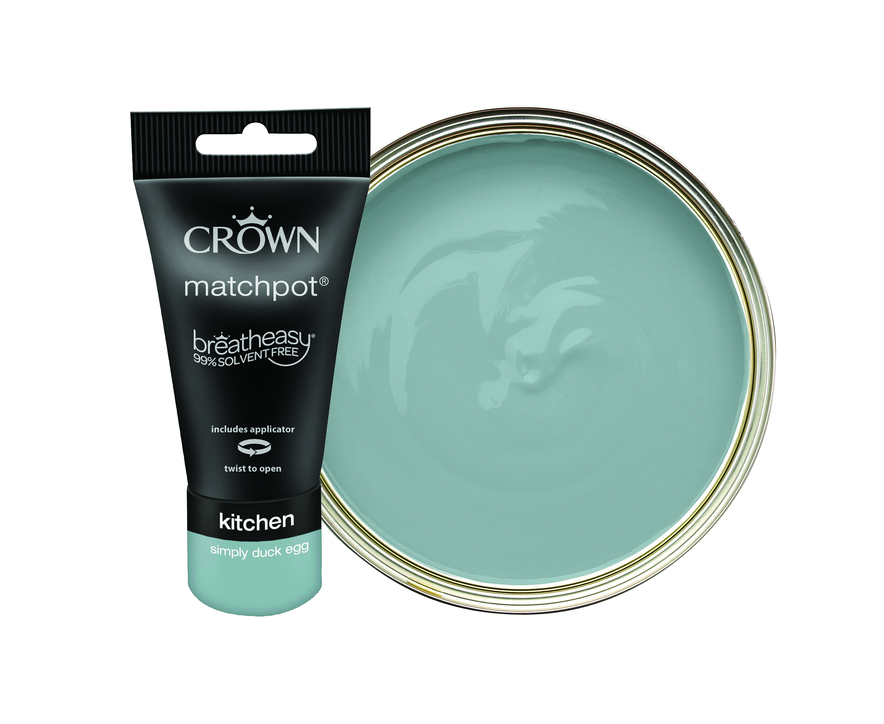 Crown Easyclean Matt Emulsion Kitchen Paint Tester Pot - Simply Duck Egg - 40ml