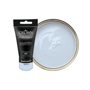 Crown Easyclean Mid Sheen Emulsion Bathroom Paint Tester Pot - Platinum - 40ml