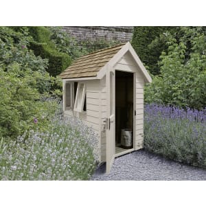 Forest Garden 6 x 4ft Apex Redwood Overlap Forest Retreat Shed Cream with Assembly