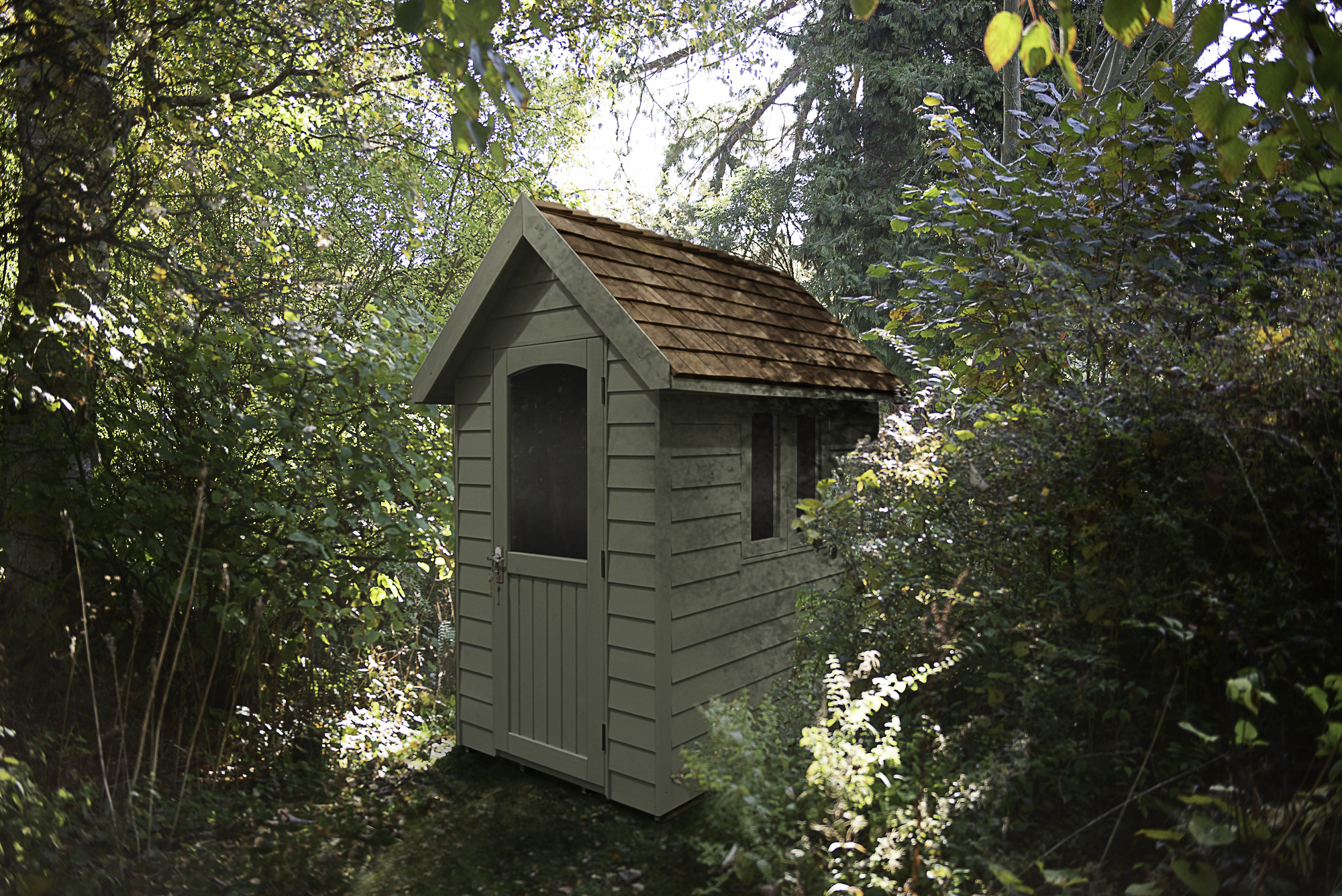 Forest Garden Apex Redwood Overlap Forest Retreat Shed Green with Assembly - 6 x 4ft