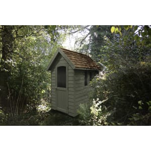 Forest Garden 6 x 4ft Apex Redwood Overlap Forest Retreat Shed Green with Assembly