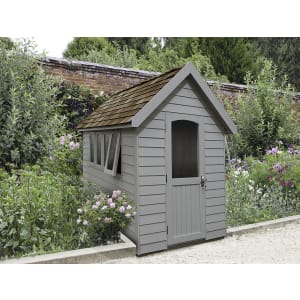 Forest Garden Apex Redwood Overlap Forest Retreat Shed Grey with Assembly - 8 x 5ft