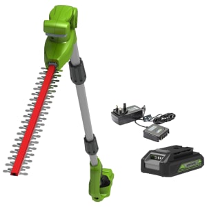 Greenworks Long Reach Hedgecutter with 24V 2Ah Li-ion Battery & Charger - 51cm