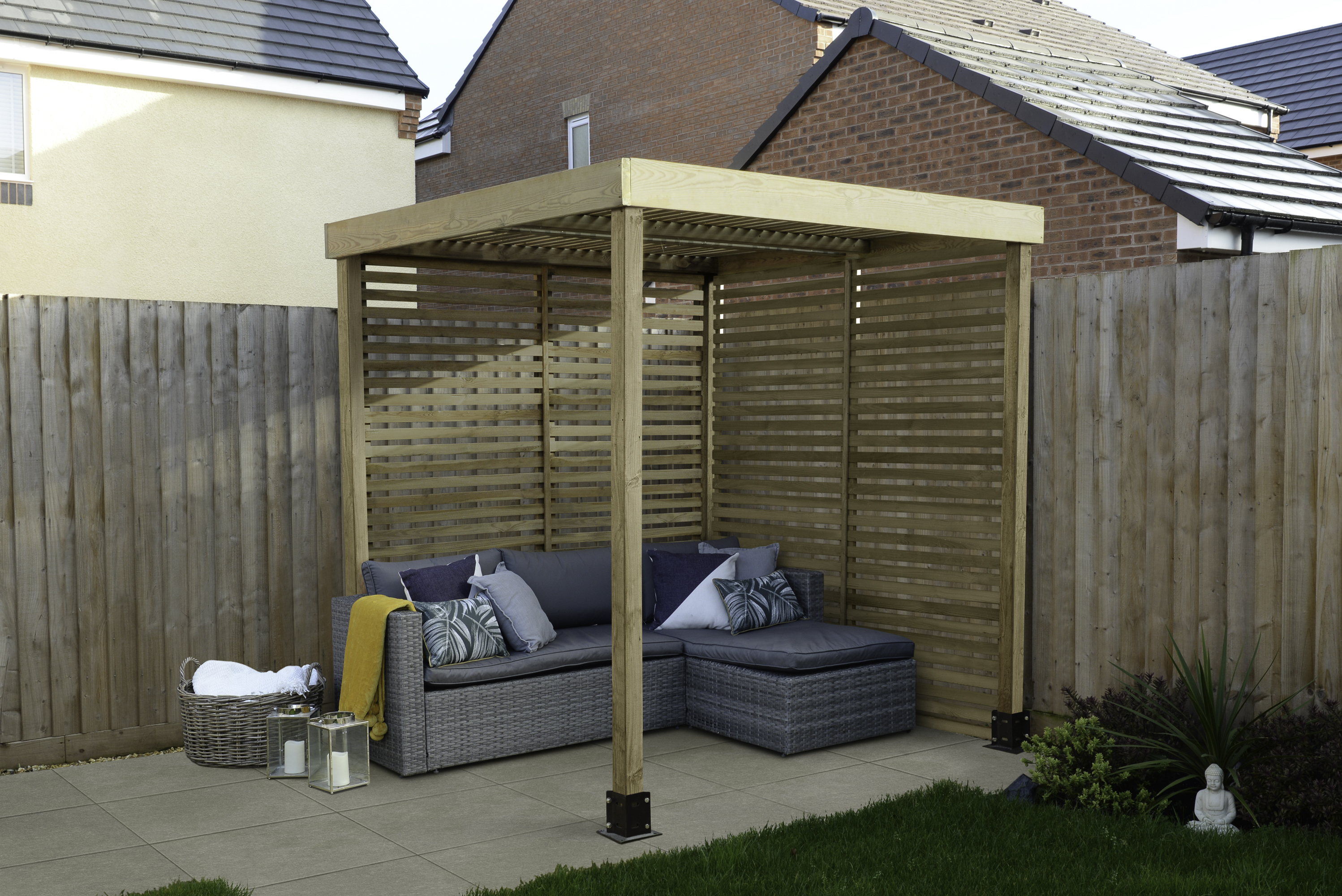 Forest Garden Modular Pergola with 2 Side Panel Pack - 1.97 x 1.97m