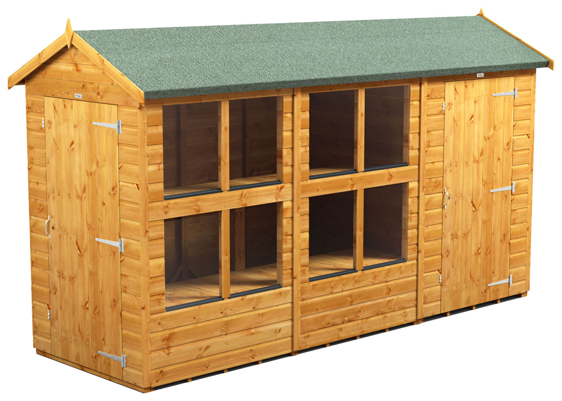Power Sheds 12 x 4ft Apex Shiplap Dip Treated Potting Shed - Including Side Store