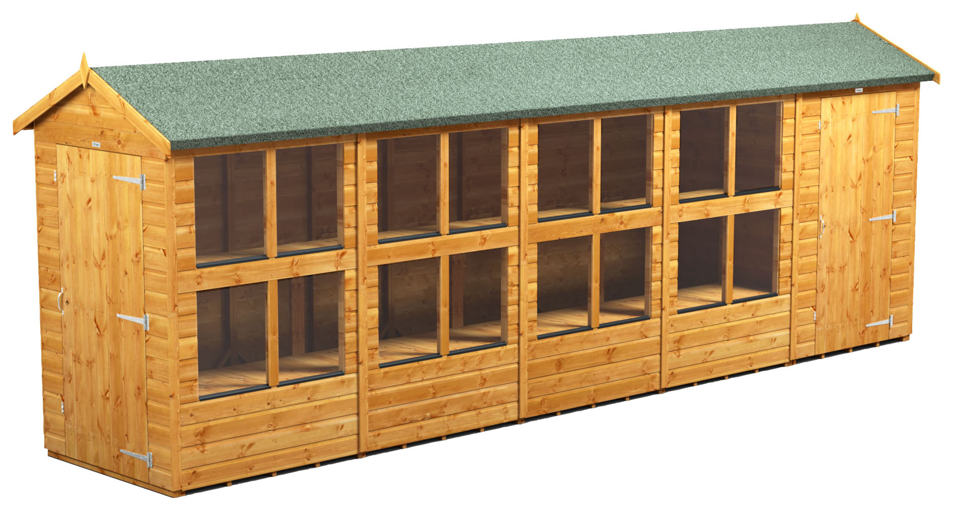 Power Sheds 20 x 4ft Apex Shiplap Dip Treated Potting Shed - Including Side Store