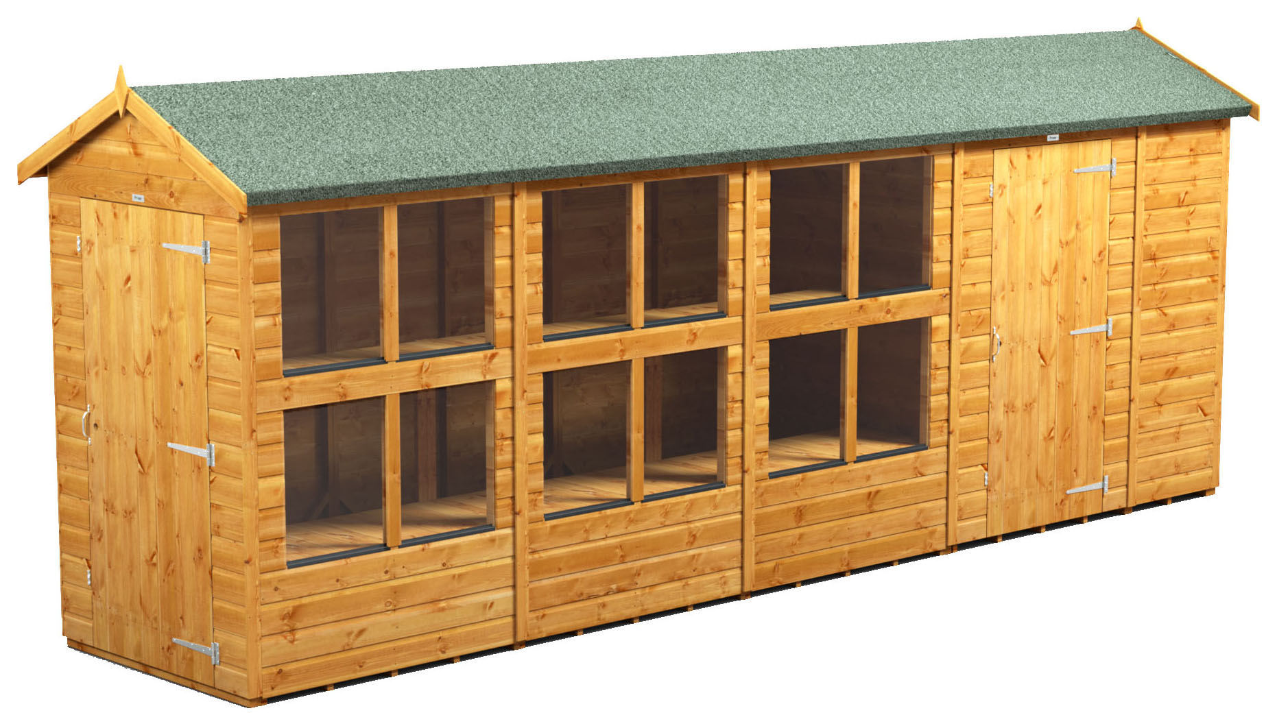 Power Sheds 18 x 4ft Apex Shiplap Dip Treated Potting Shed - Including Side Store