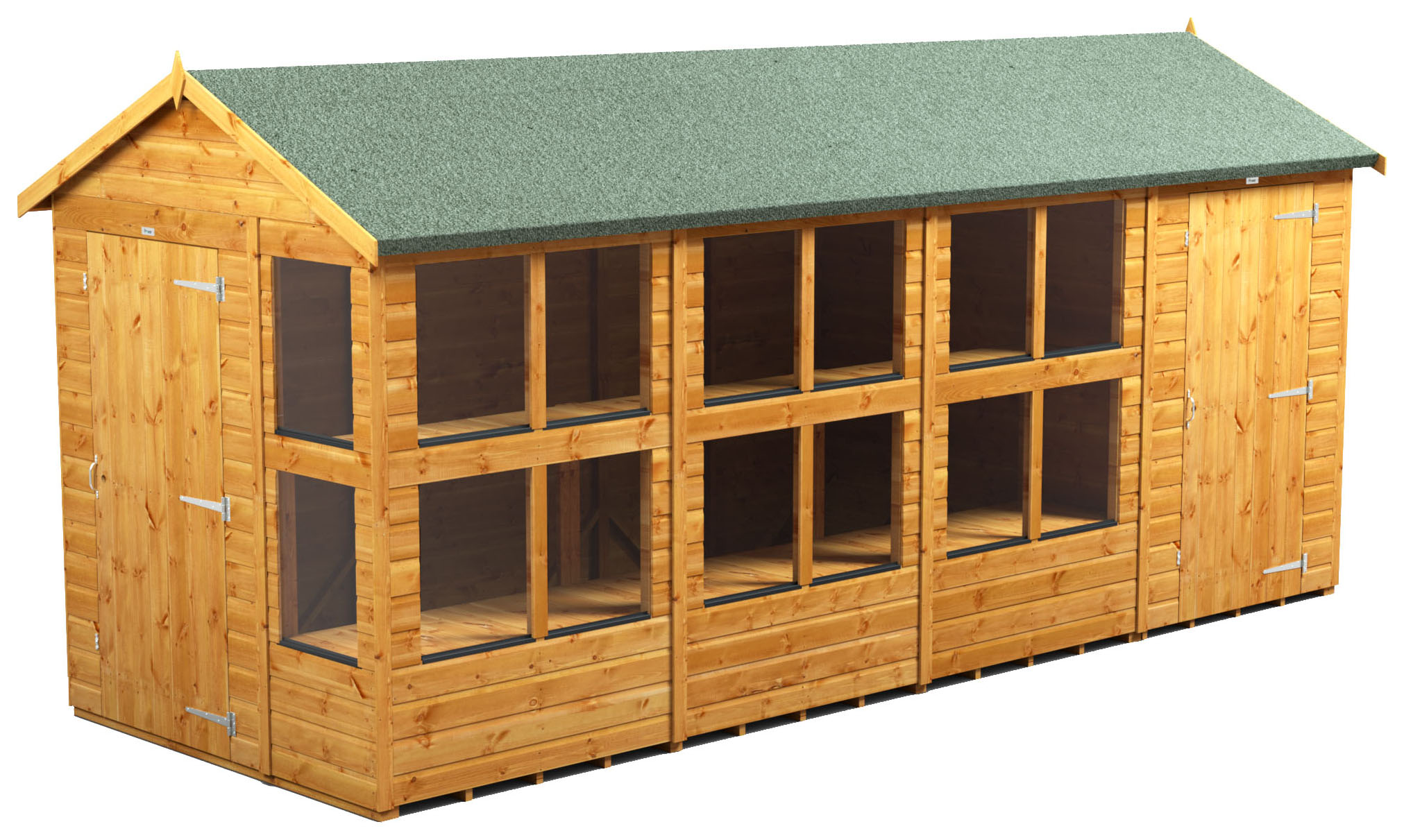 Power Sheds 16 x 6ft Apex Shiplap Dip Treated Potting Shed - Including Side Store