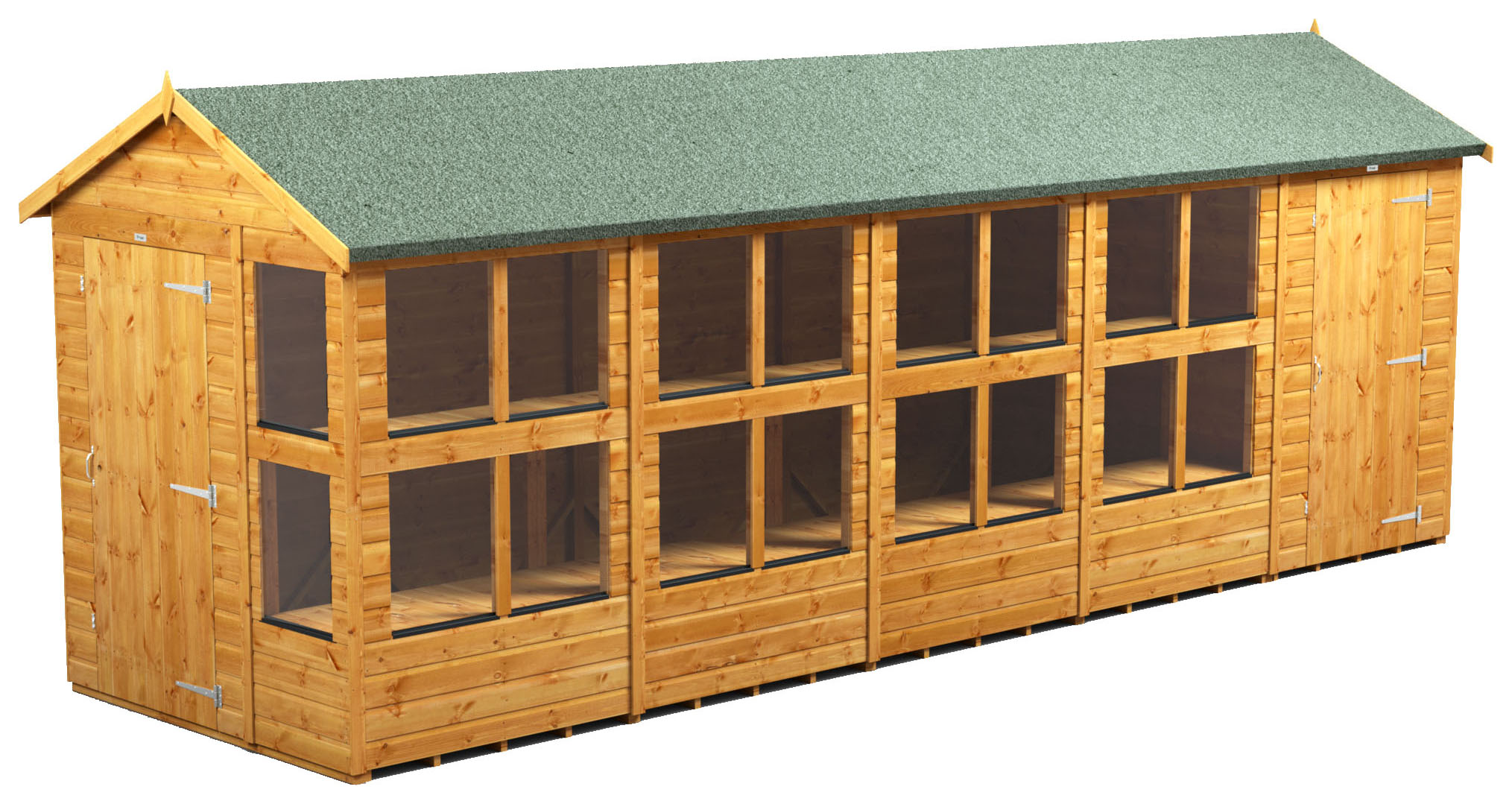 Power Sheds 20 x 6ft Apex Shiplap Dip Treated Potting Shed - Including Side Store