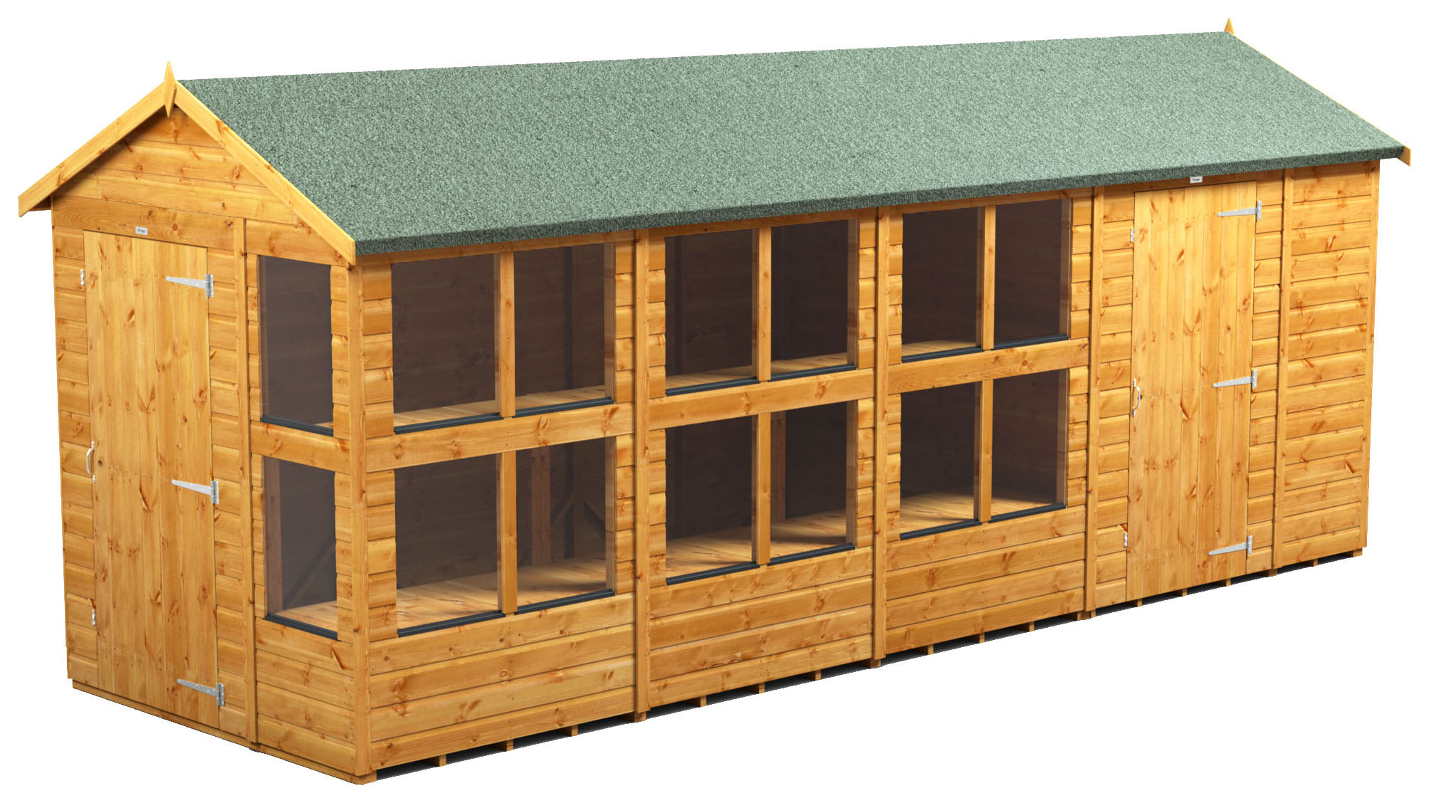 Power Sheds 18 x 6ft Apex Shiplap Dip Treated Potting Shed - Including Side Store