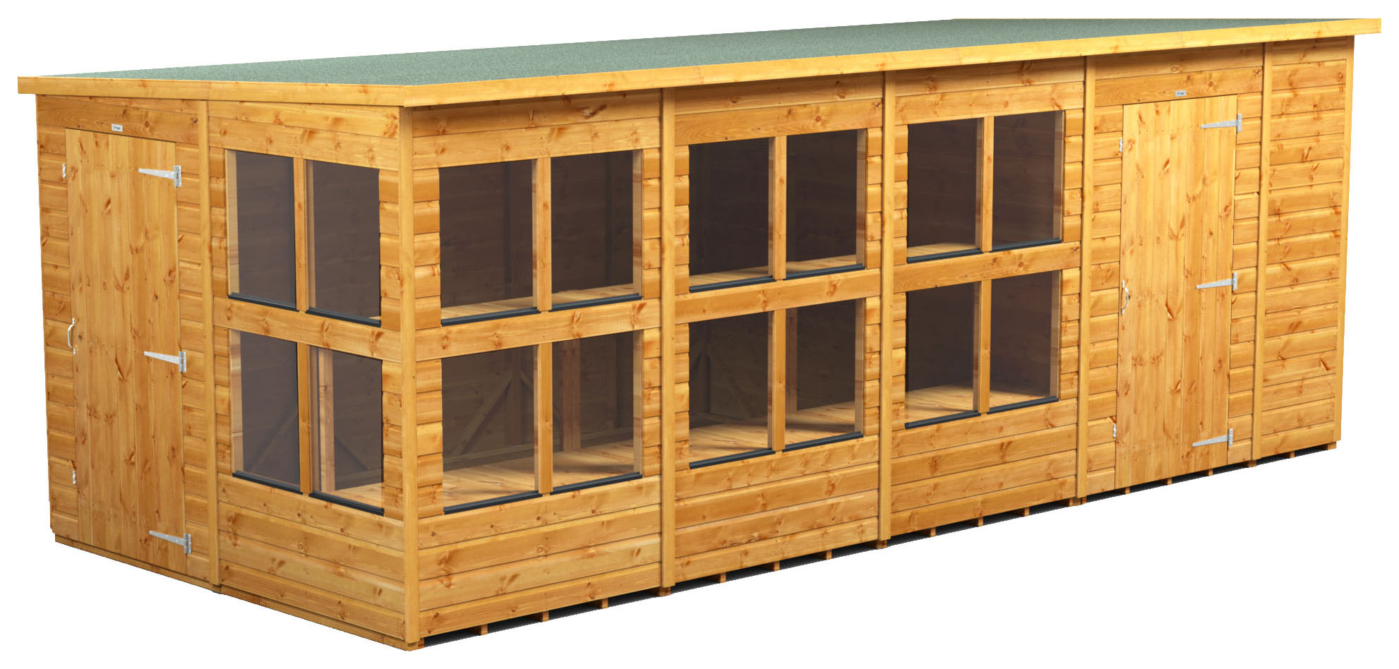 Power Sheds 18 x 8ft Pent Shiplap Dip Treated Potting Shed - Including Side Store