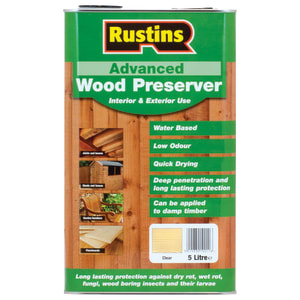 Rustins Advanced Interior & Exterior Wood Preserver - Clear - 5L