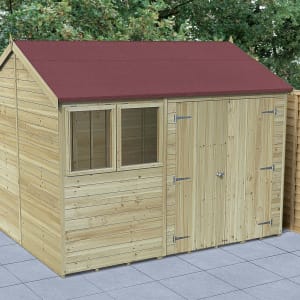 Forest Garden Timberdale 10 x 8ft Reverse Double Door Shed with Base