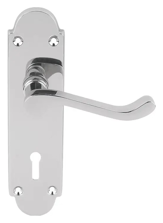 Geneva Chrome Lever Lock Door Handle - 1 Pair