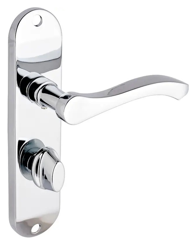 Capri Polished Chrome Lever Bathroom Door Handle - 1 Pair