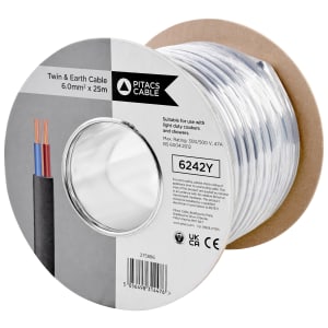 Twin & Earth 6242Y Grey Cable - 6.0mm2 - 25m