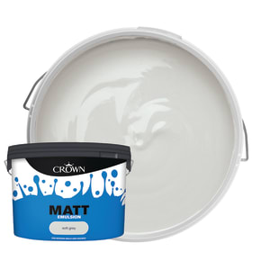 Crown Matt Emulsion Paint - Soft Grey - 10L
