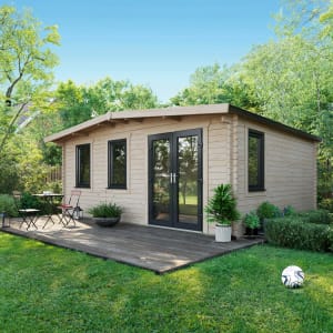 Power Sheds 16 x 18ft Right Hand Door Apex Chalet Log Cabin