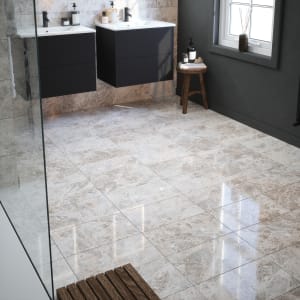 Wickes Avellino Cappuccino Grey Ceramic Wall & Floor Tile - 450 x 250mm