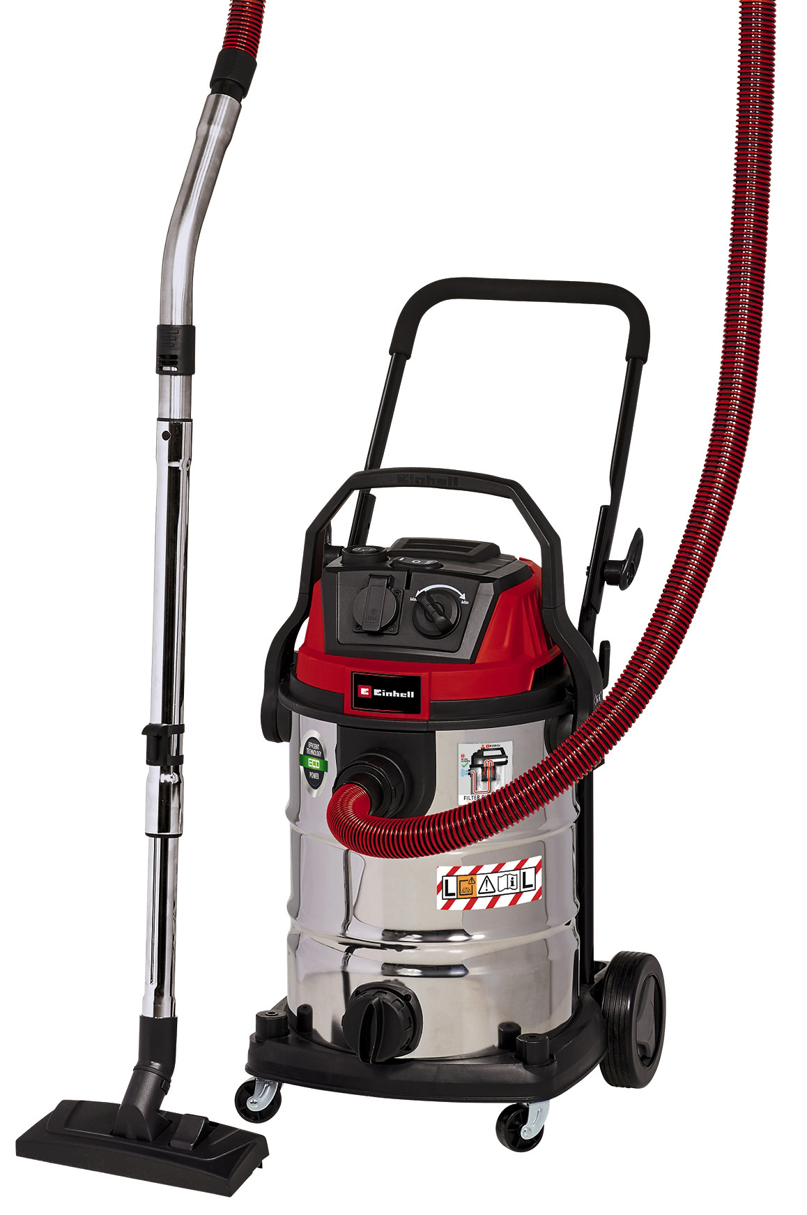 Einhell TE-VC 2230 SACL, 30 Litre Stainless Steel L Class Corded Wet & Dry Vac with Power Take Off - 1400W