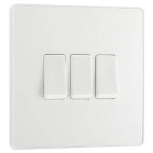 BG Evolve Pearlescent White 20A 16Ax Triple Light Switch - 2 Way
