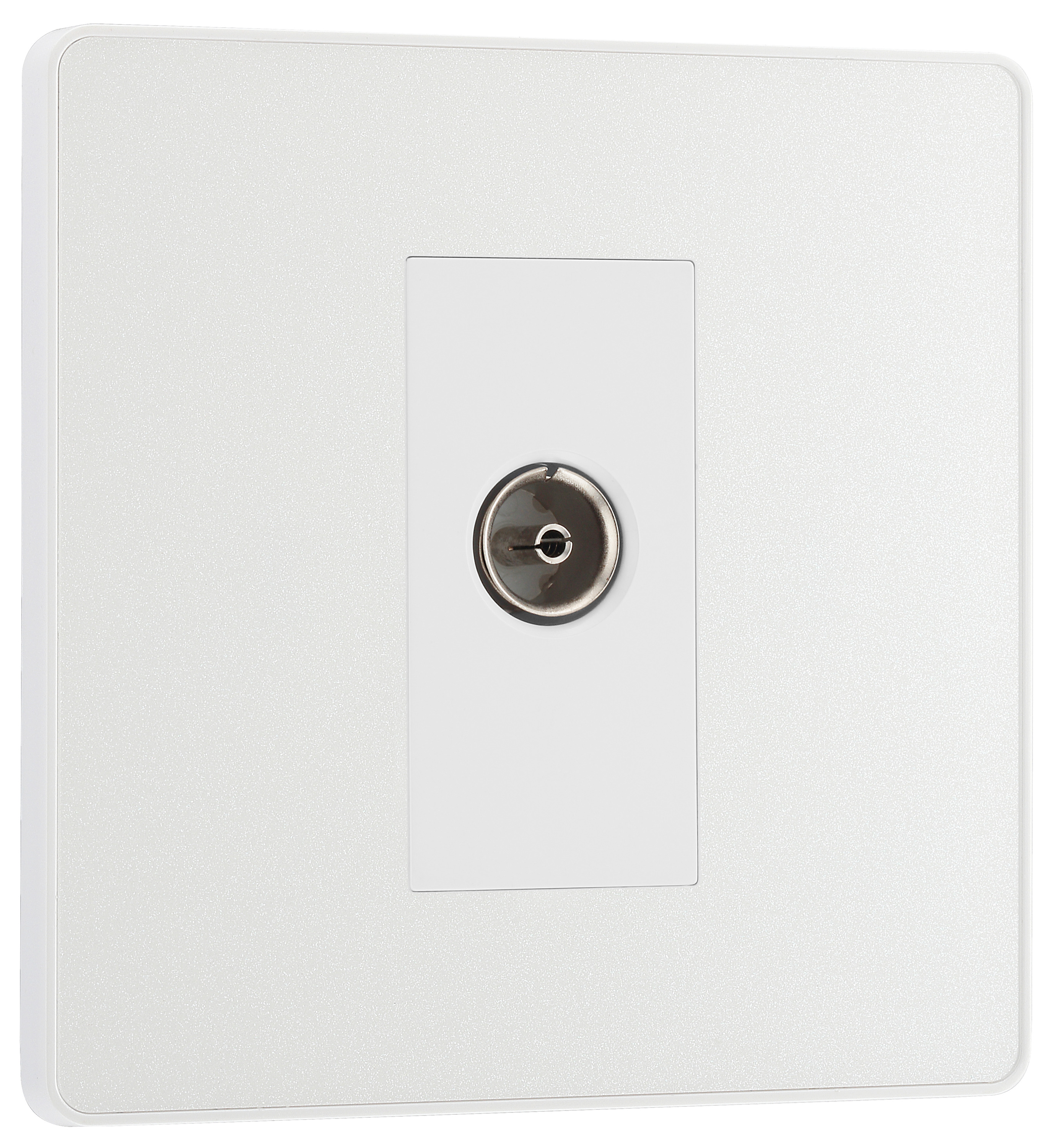 BG Evolve Pearlescent White Single Socket for Tv or Fm Co-Axial Aerial Connection