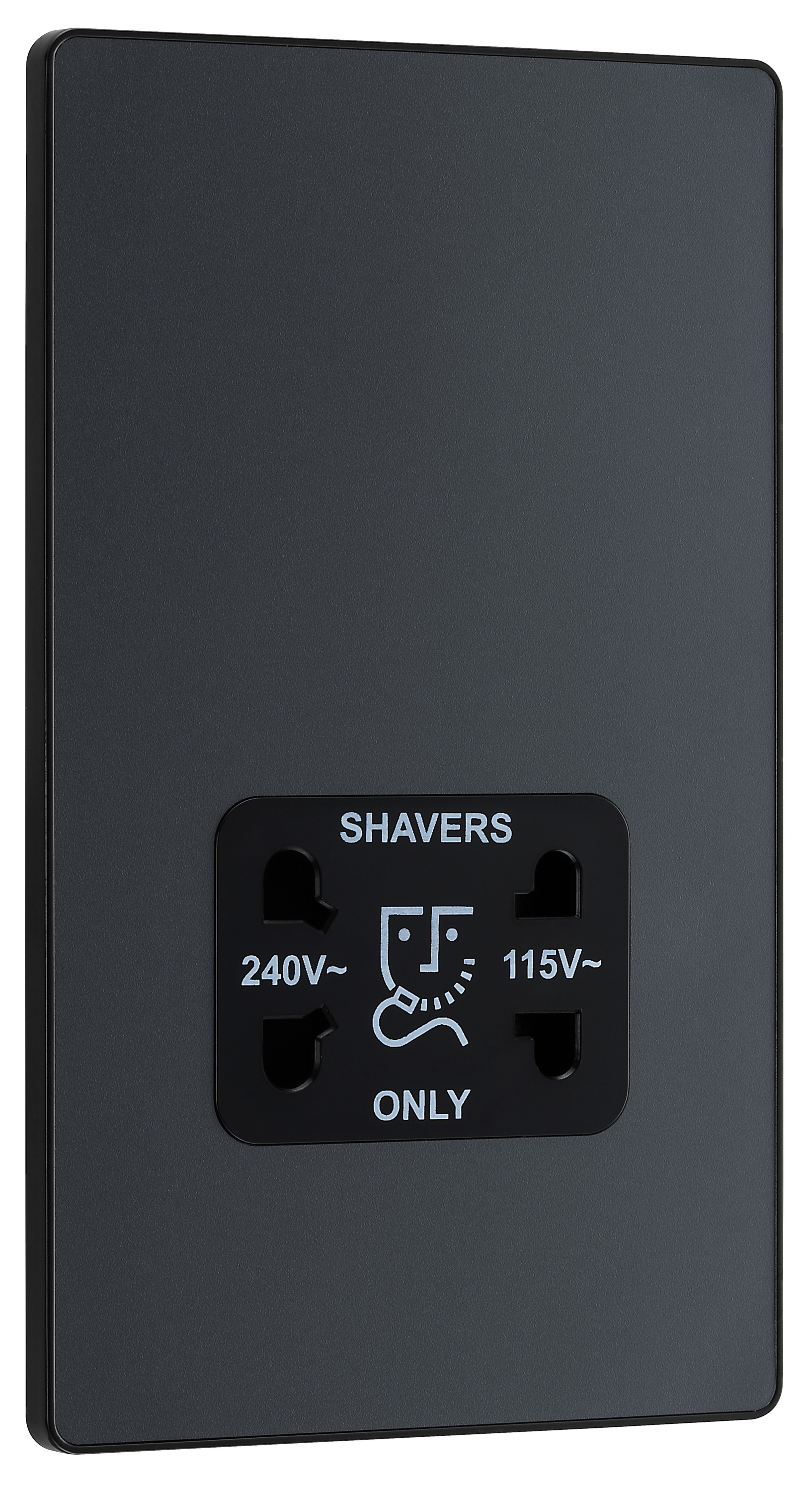 BG Evolve Matt Grey Dual Voltage Shaver Socket - 115 / 240V