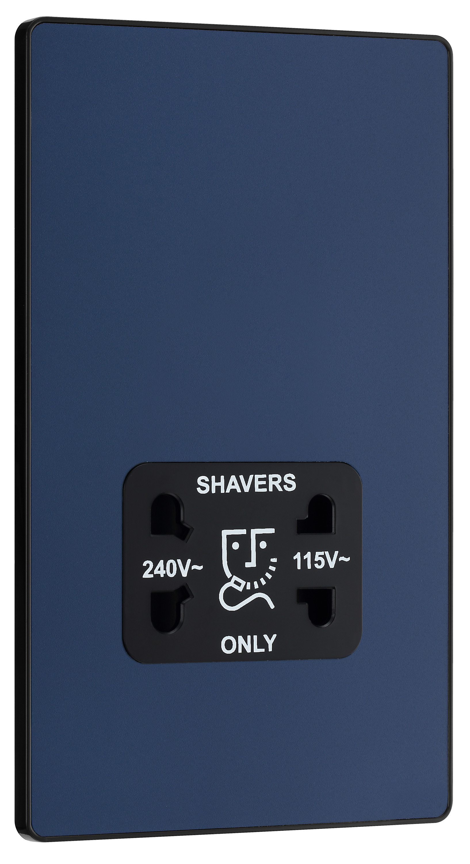BG Evolve Matt Blue Dual Voltage Shaver Socket - 115 / 240V