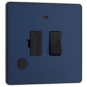 BG Evolve Matt Blue 13A Switched Fused Connection Unit with Power Led Indicator & Flex Outlet