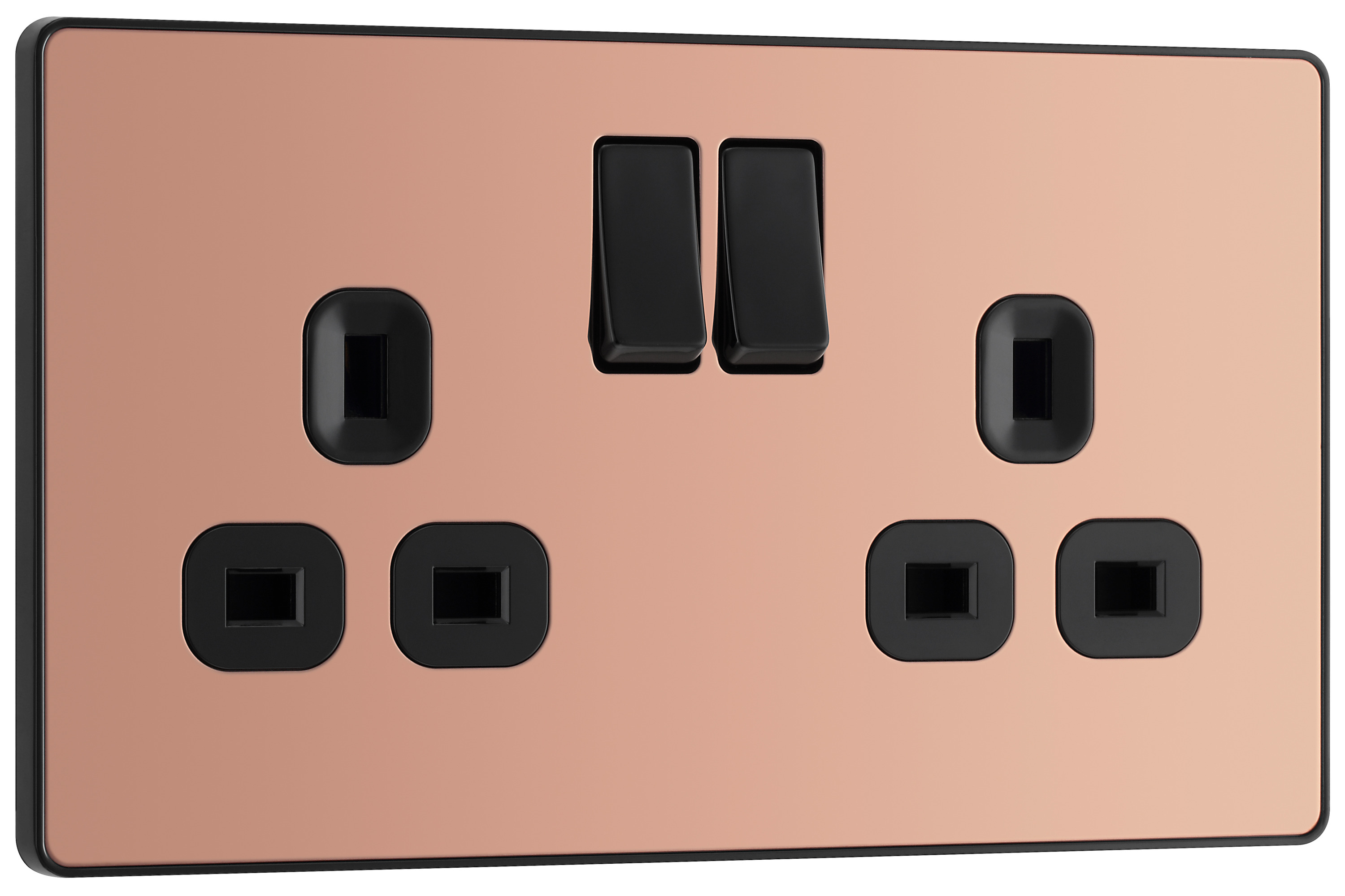 BG Evolve Polished Copper 13A Double Switched Power Socket