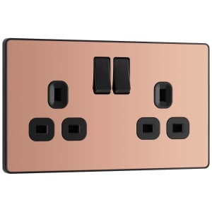BG Evolve Polished Copper 13A Double Switched Power Socket