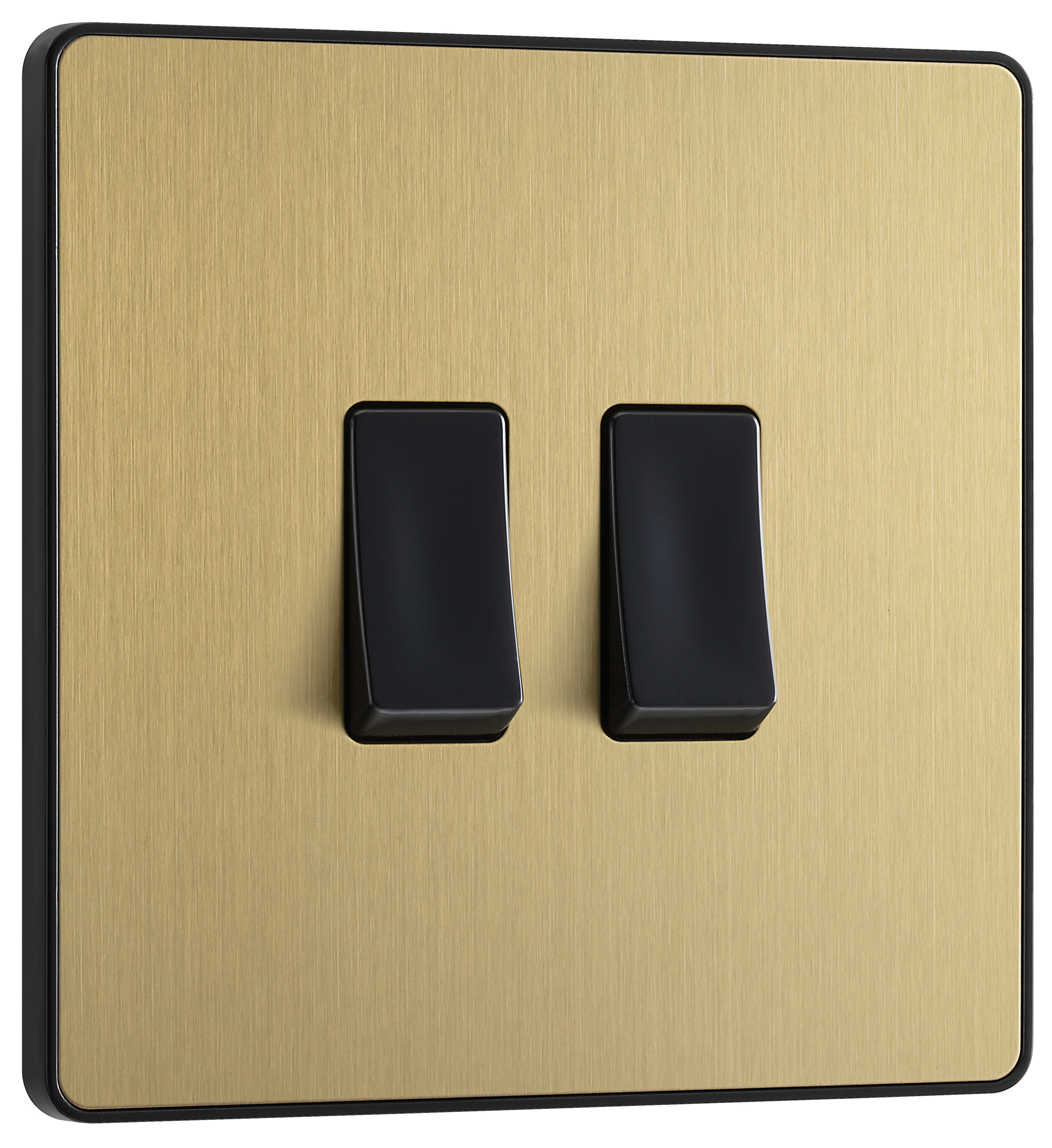 BG Evolve Brushed Brass 20A 16Ax Double Light Switch - 2 Way