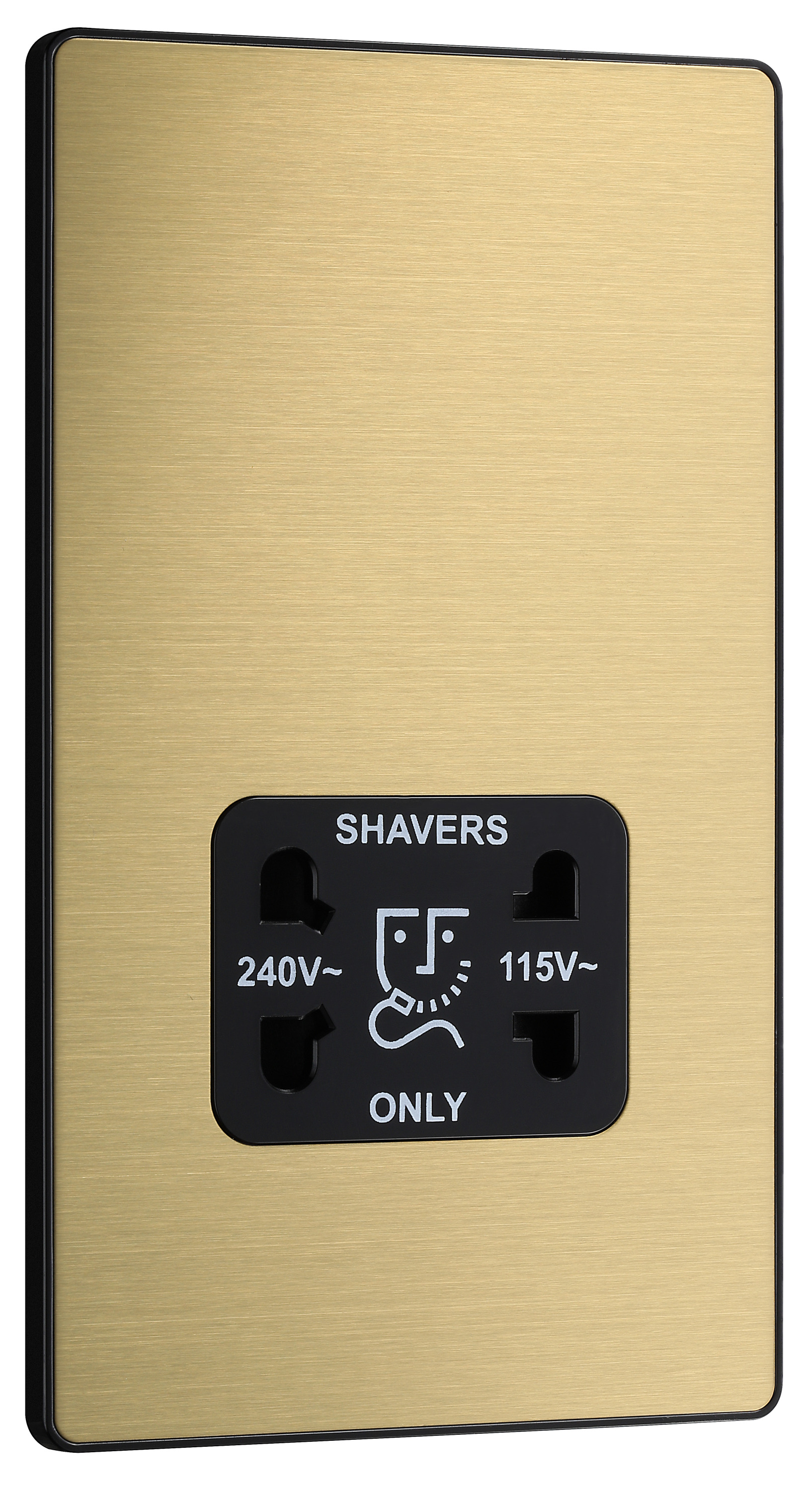 BG Evolve Brushed Brass Dual Voltage Shaver Socket - 115-240V