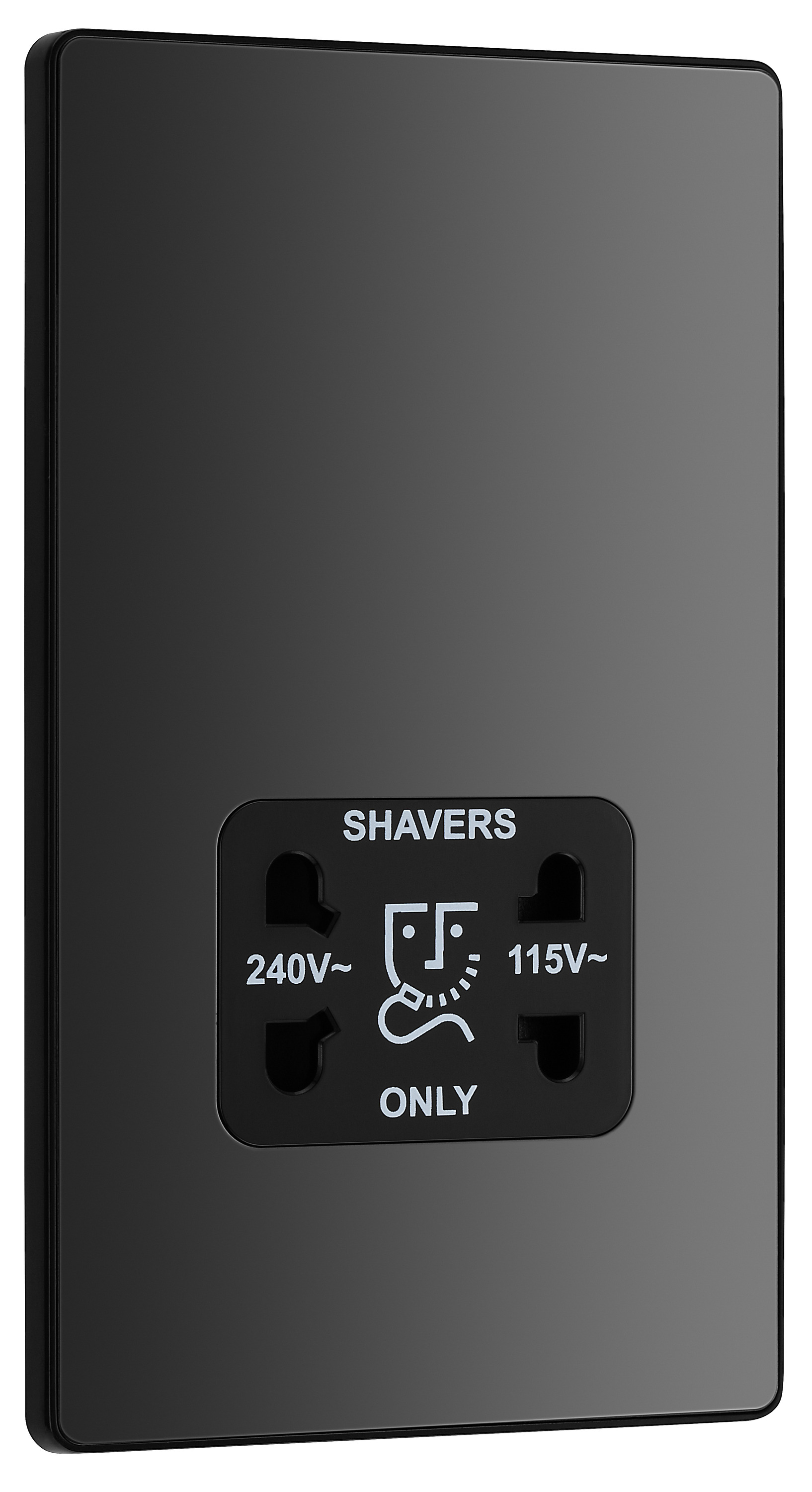 BG Evolve Black Chrome Dual Voltage Shaver Socket - 115-240V