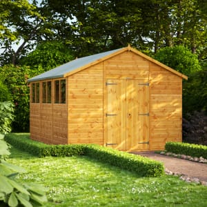Power Sheds Double Door Apex Shiplap Dip Treated Shed - 12 x 10ft