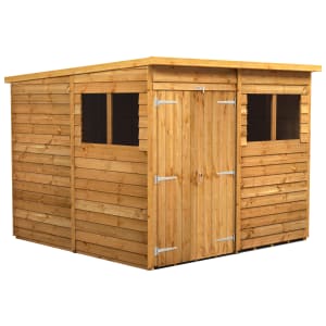 Power Sheds Double Door Pent Overlap Dip Treated Shed - 8 x 8ft