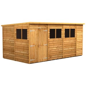 Power Sheds Double Door Pent Overlap Dip Treated Shed - 14 x 8ft
