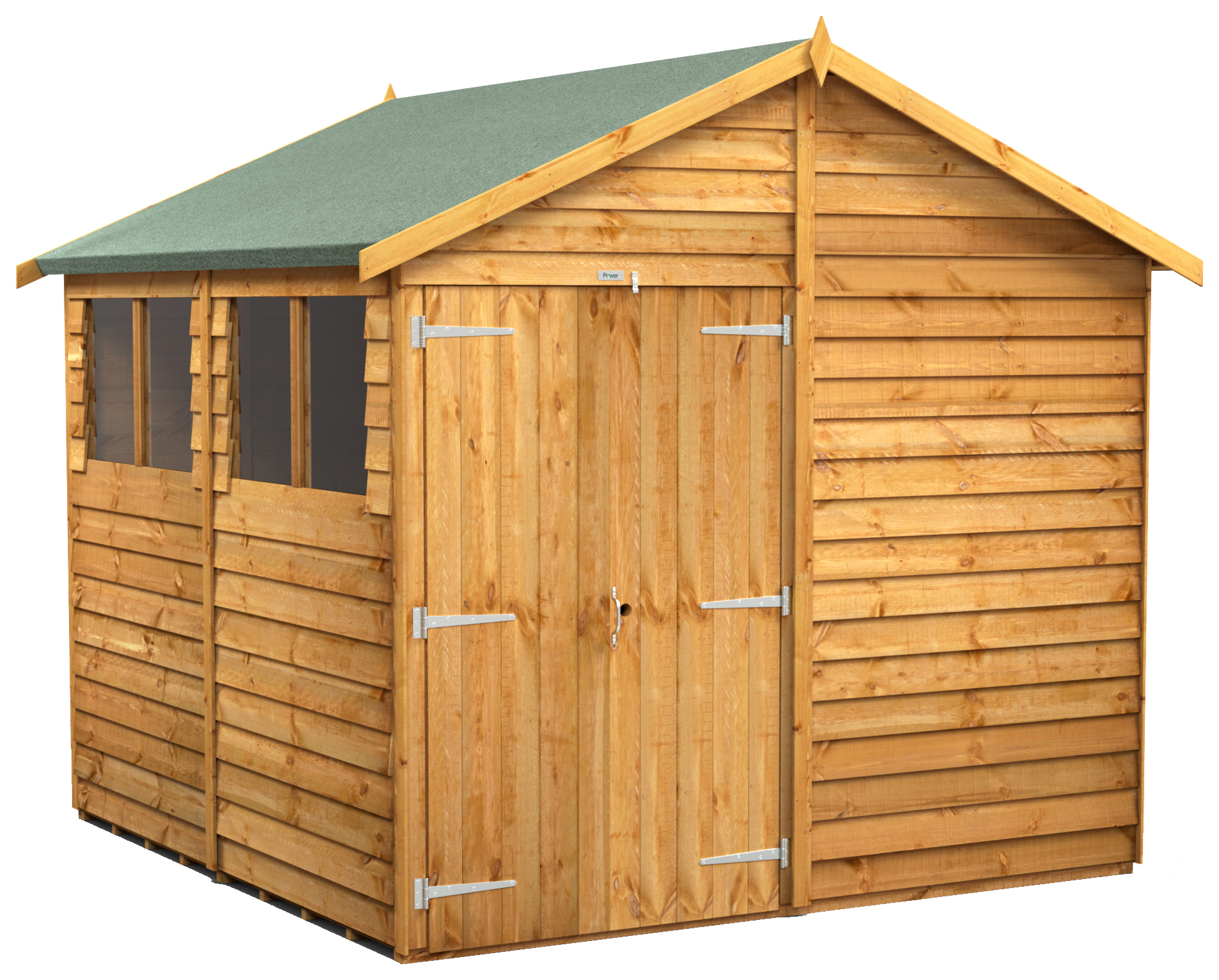Power Sheds Double Door Apex Overlap Dip Treated Shed - 8 x 8ft