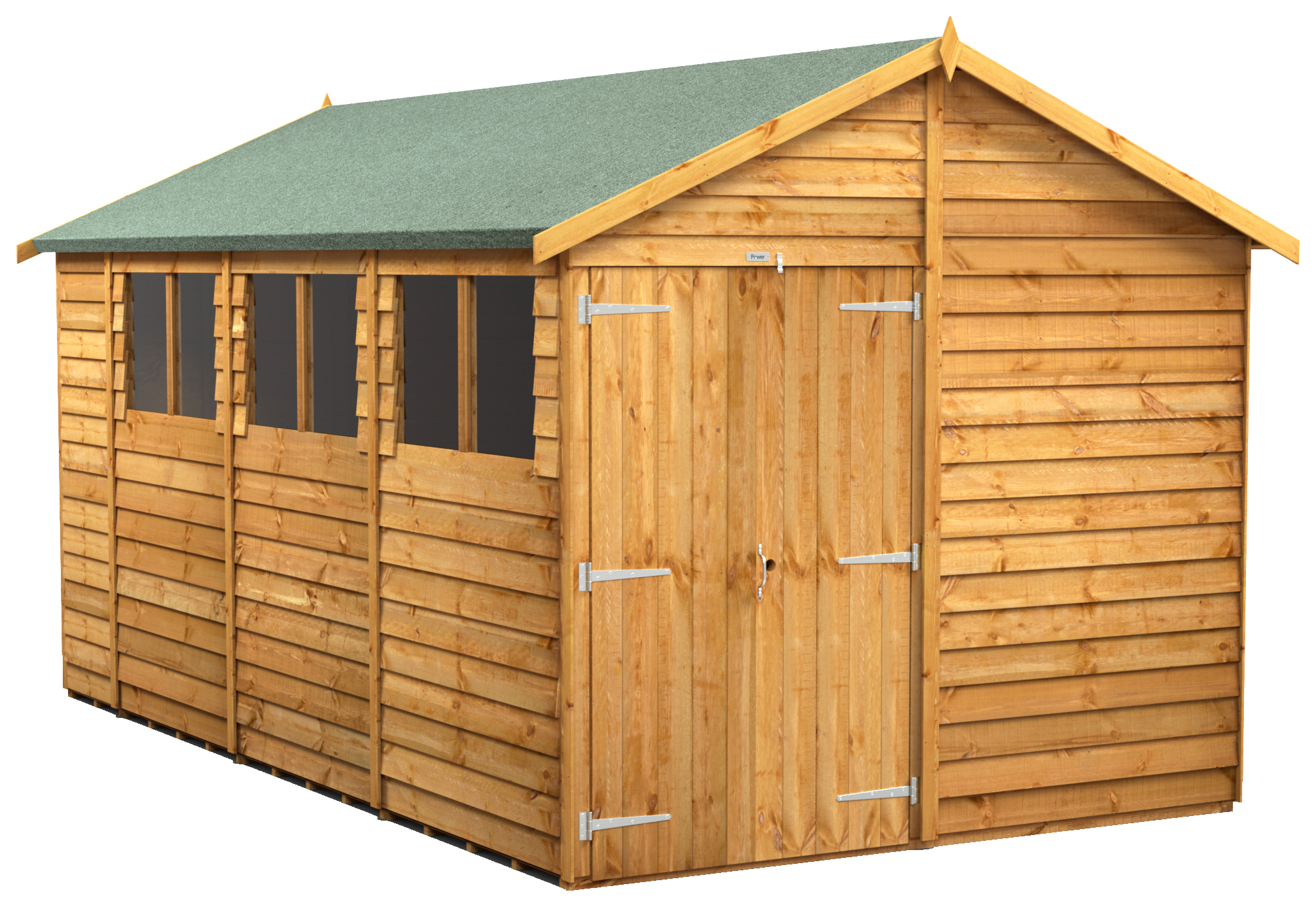 Power Sheds Double Door Apex Overlap Dip Treated Shed - 14 x 8ft