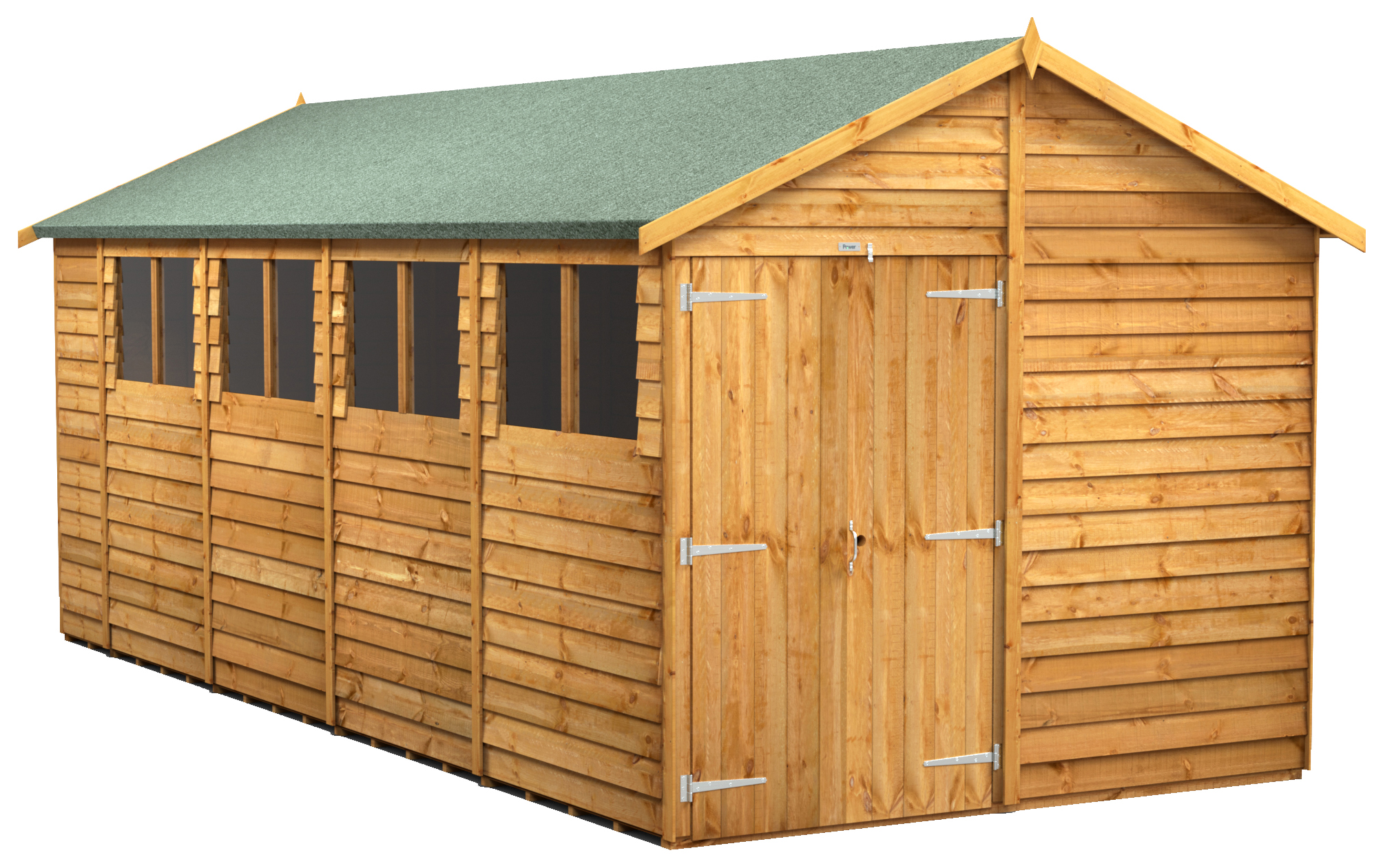 Power Sheds Double Door Apex Overlap Dip Treated Shed - 18 x 8ft