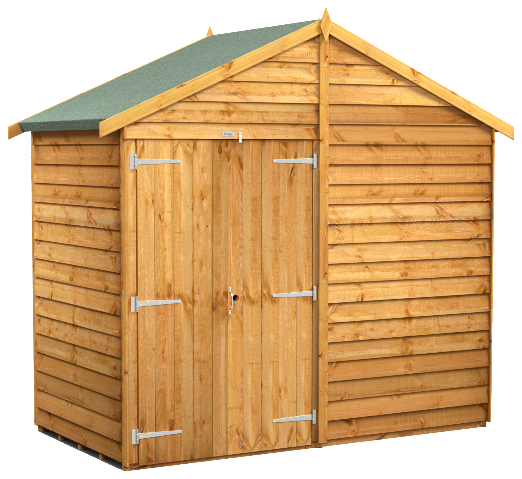 Power Sheds Double Door Apex Overlap Dip Treated Windowless Shed - 4 x 8ft