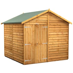 Power Sheds Double Door Apex Overlap Dip Treated Windowless Shed - 8 x 8ft