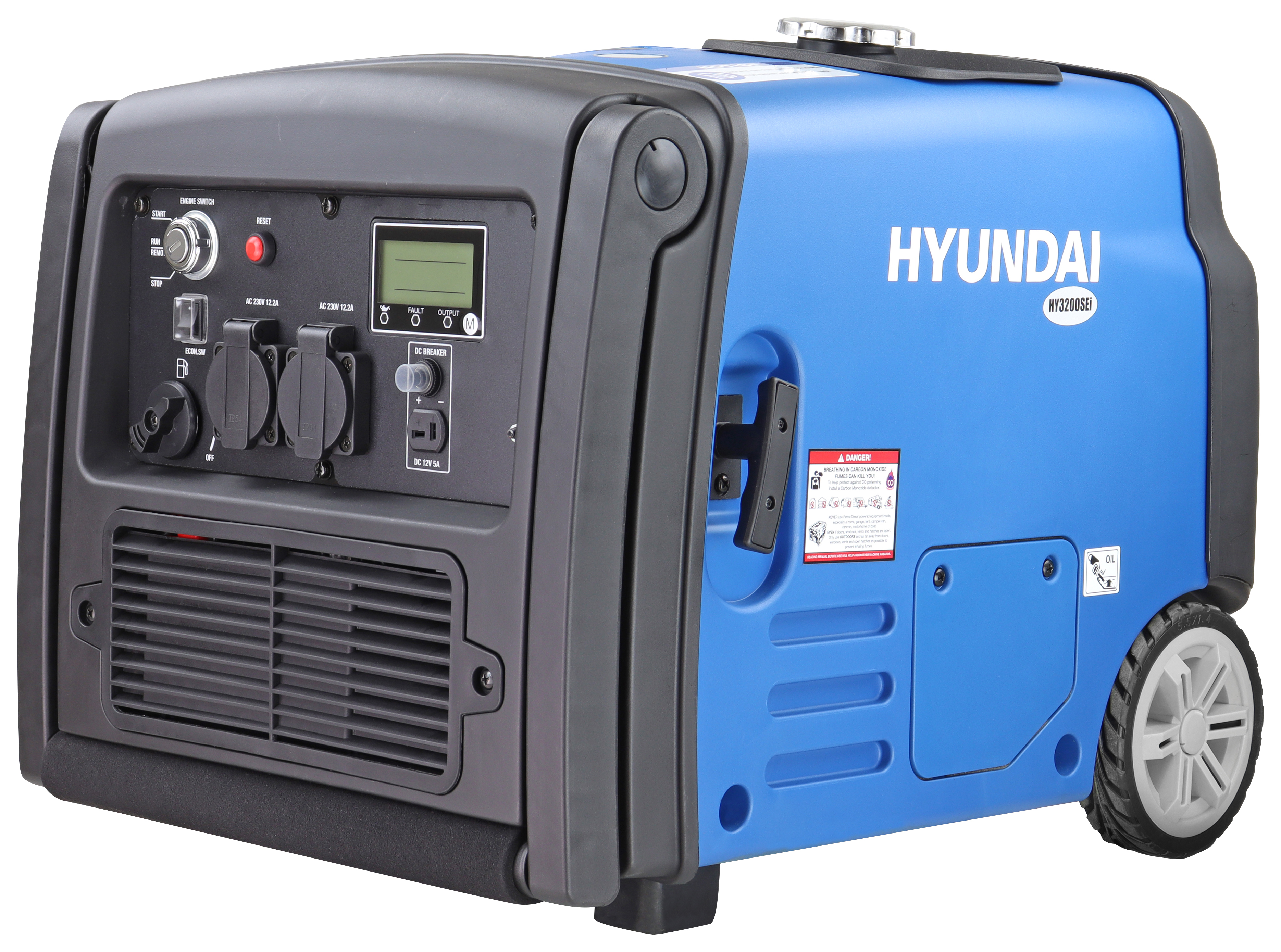Hyundai HY3200SEI 210CC Inverter Petrol Generator with Built in Wheelkit - 3200W